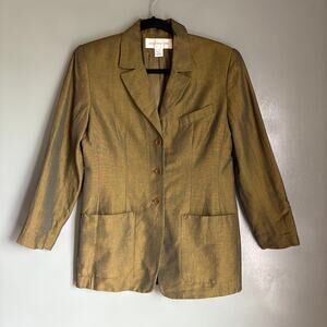 Vintage JONES NEW YORK Women's 6 Bronze Metallic Blazer Retro 90's Classic